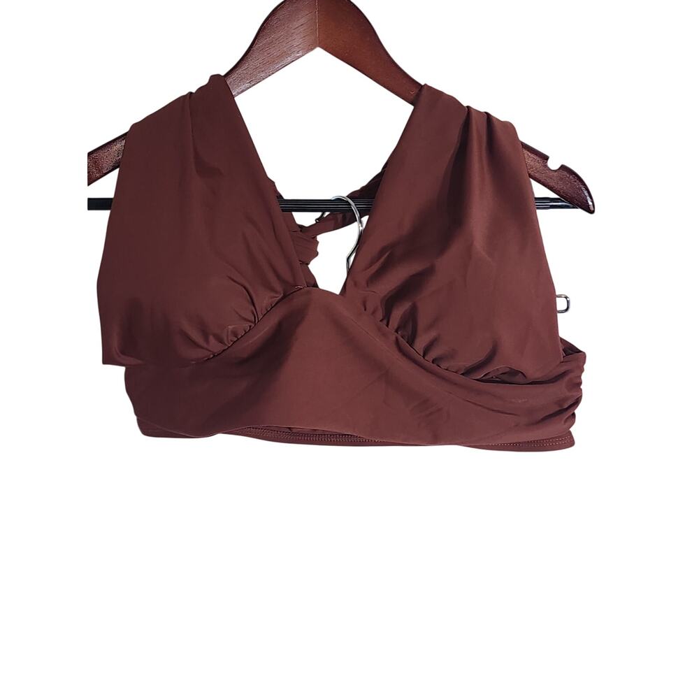 2 piece Chocolate Tummy Control Ruched High Waist Bikini SZ XL